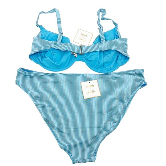 Andie Swim X Mindy Kaling The Bermuda Bikini Striped Splash Blue XXXL NWT - Picture 4 of 6